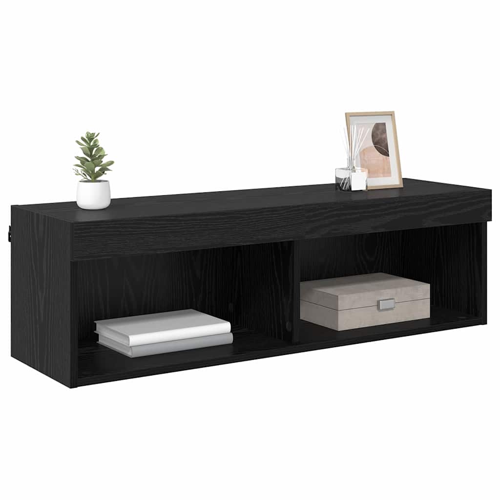 TV-Wandschrank mit LED Schwarz Eichen-Optik 100 x 30 x 30 cm