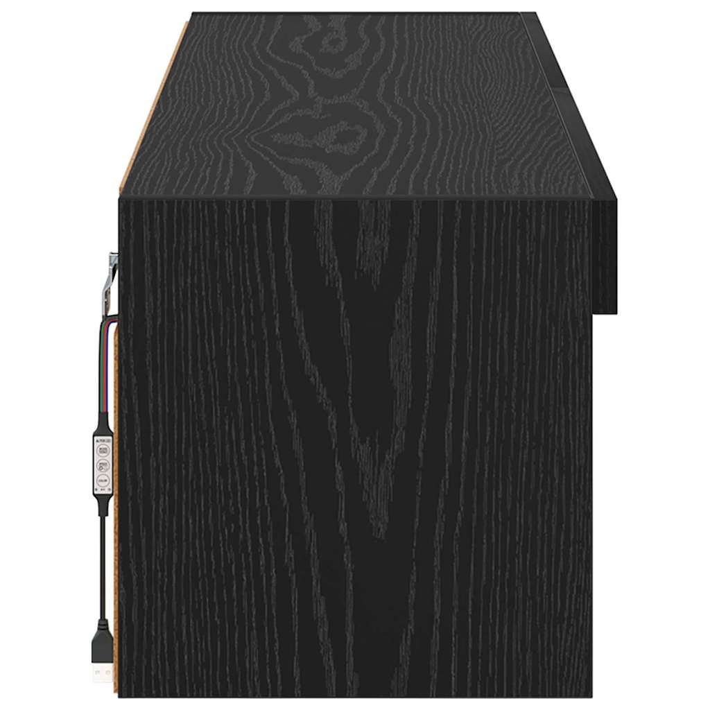 TV-Wandschrank mit LED Schwarz Eichen-Optik 100 x 30 x 30 cm