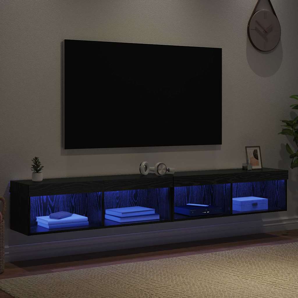 TV-Schrankset 2 pcs Schwarz Eichen-Optik 100 x 30 x 30 cm