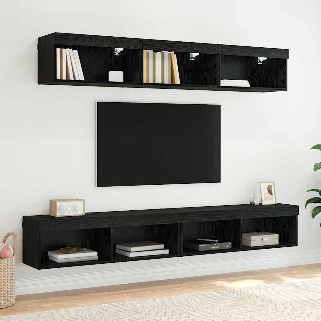 TV-Schrankset 2 pcs Schwarz Eichen-Optik 100 x 30 x 30 cm