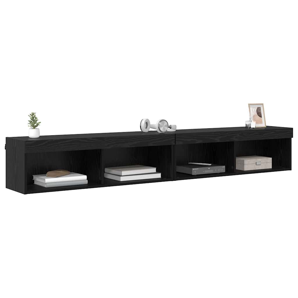 TV-Schrankset 2 pcs Schwarz Eichen-Optik 100 x 30 x 30 cm