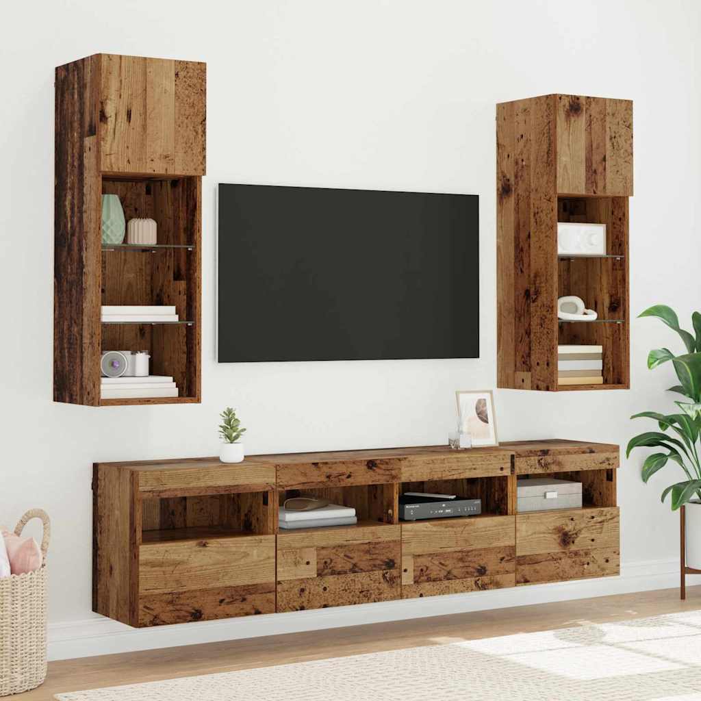 TV-Wandschrank mit LED Altholz 40 x 30 x 40 cm Holzwerkstoff