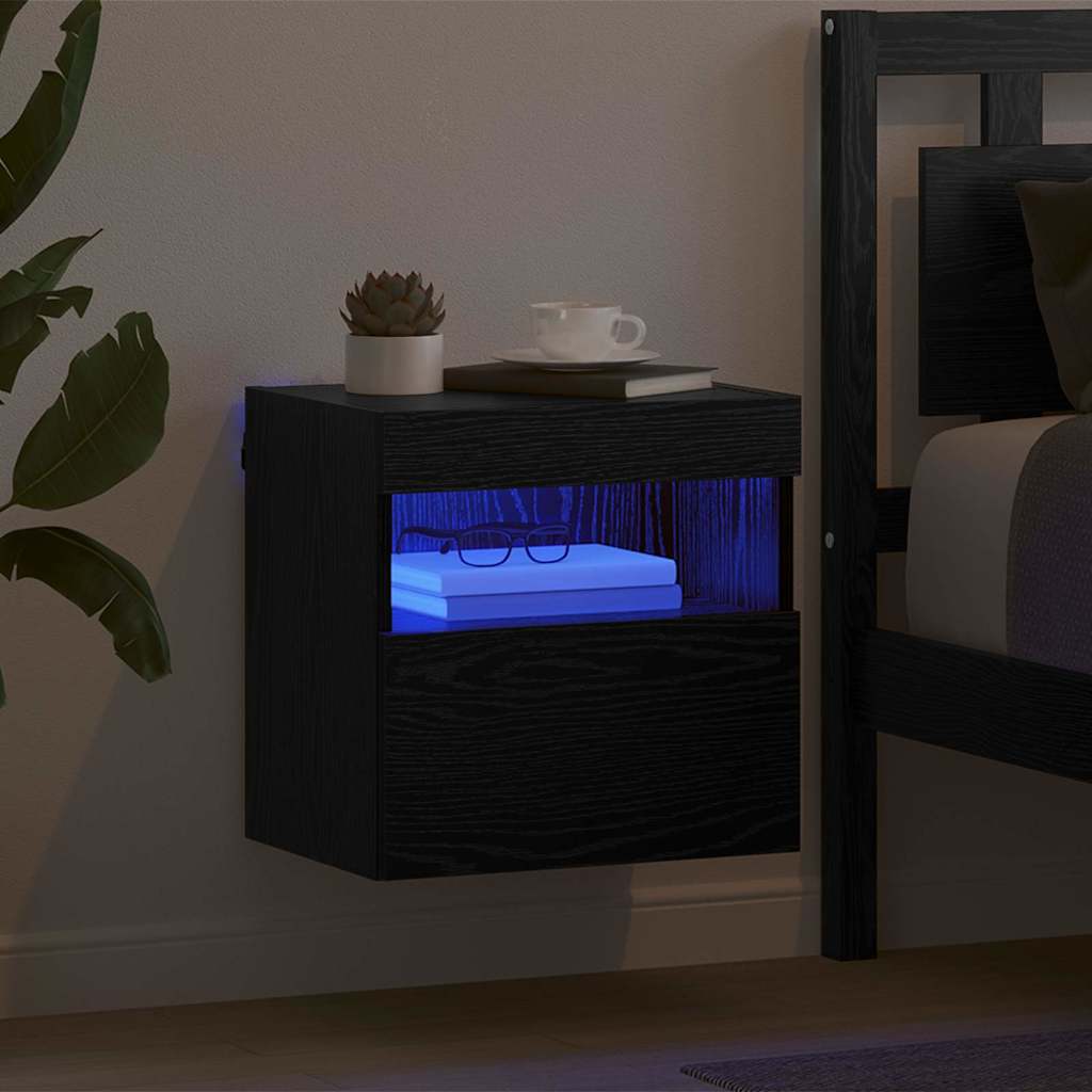 TV-Wandschrank mit LED Schwarz Eichen-Optik 40 x 30 x 40 cm