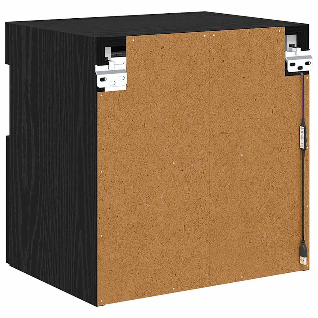 TV-Wandschrank mit LED Schwarz Eichen-Optik 40 x 30 x 40 cm