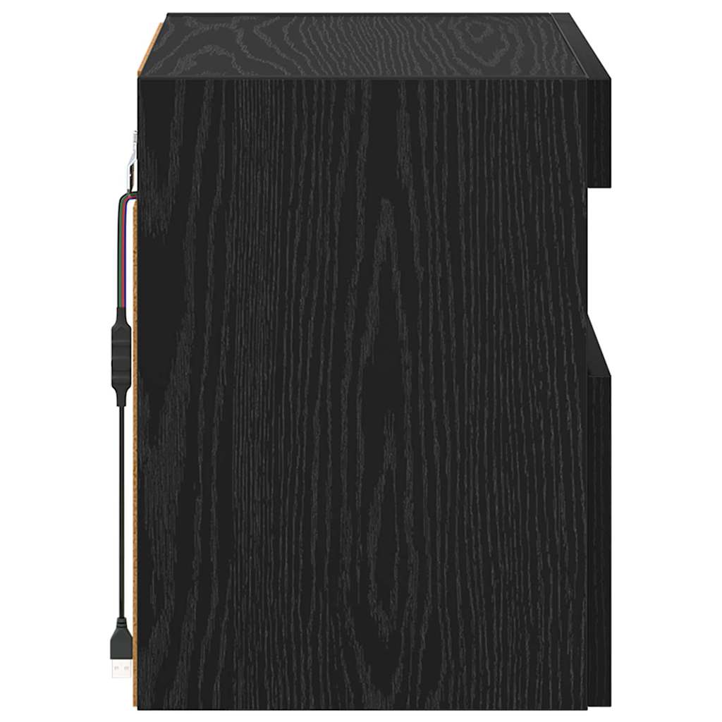 TV-Wandschrank mit LED Schwarz Eichen-Optik 40 x 30 x 40 cm