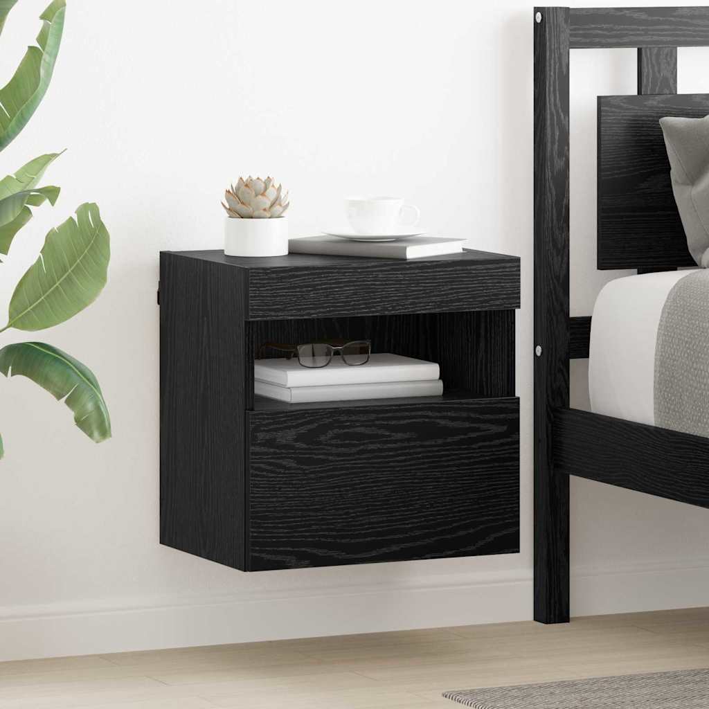 TV-Wandregale 2 pcs Schwarz Eichen-Optik 40 x 30 x 40 cm