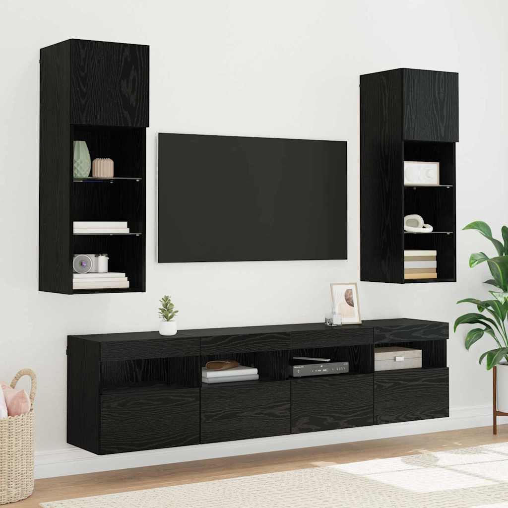 TV-Wandregale 2 pcs Schwarz Eichen-Optik 40 x 30 x 40 cm
