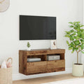 TV-Wandschrank mit LED Altholz 80 x 30 x 40 cm Holzwerkstoff