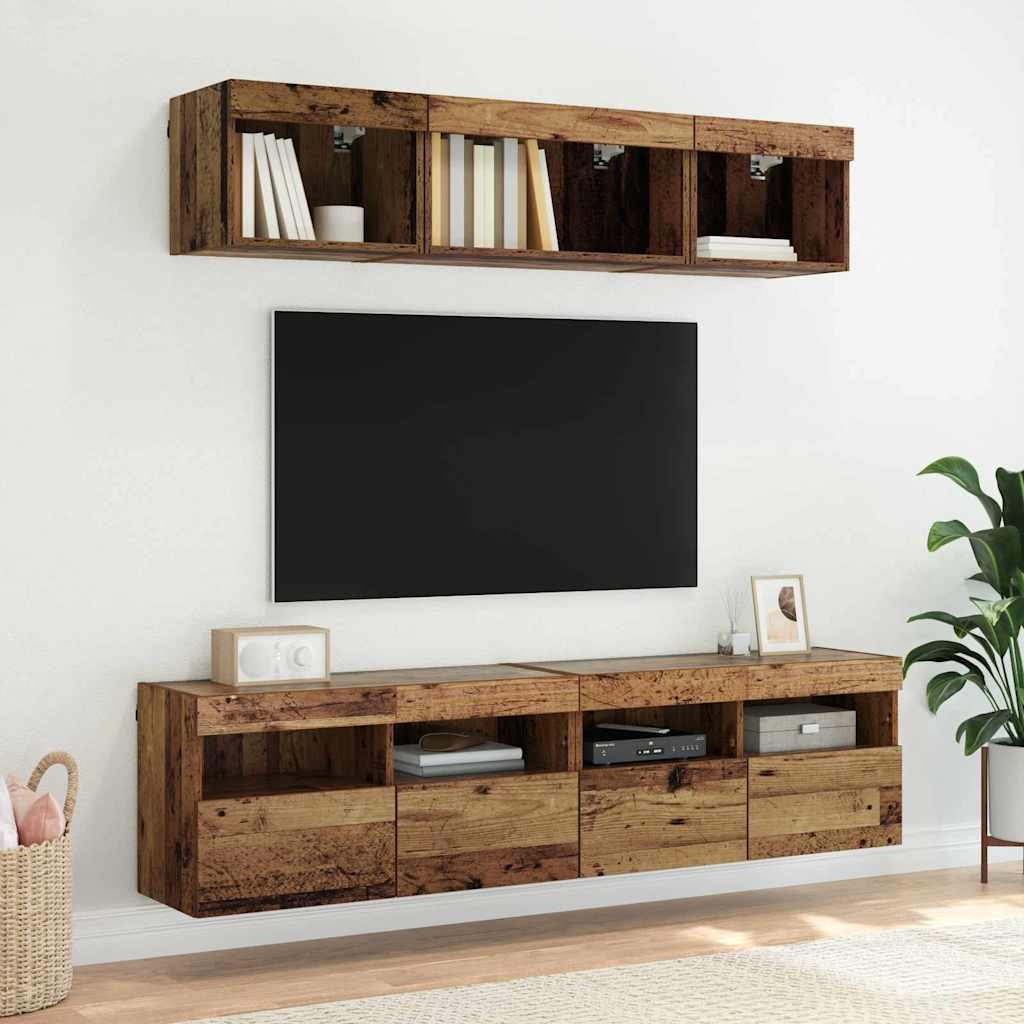 TV-Wandschrank mit LED Altholz 80 x 30 x 40 cm Holzwerkstoff