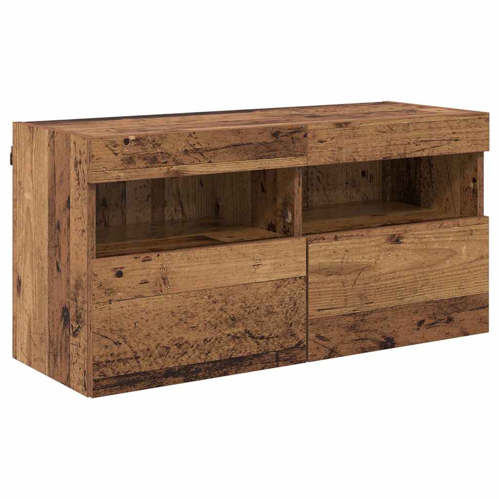 TV-Wandschrank mit LED Altholz 80 x 30 x 40 cm Holzwerkstoff