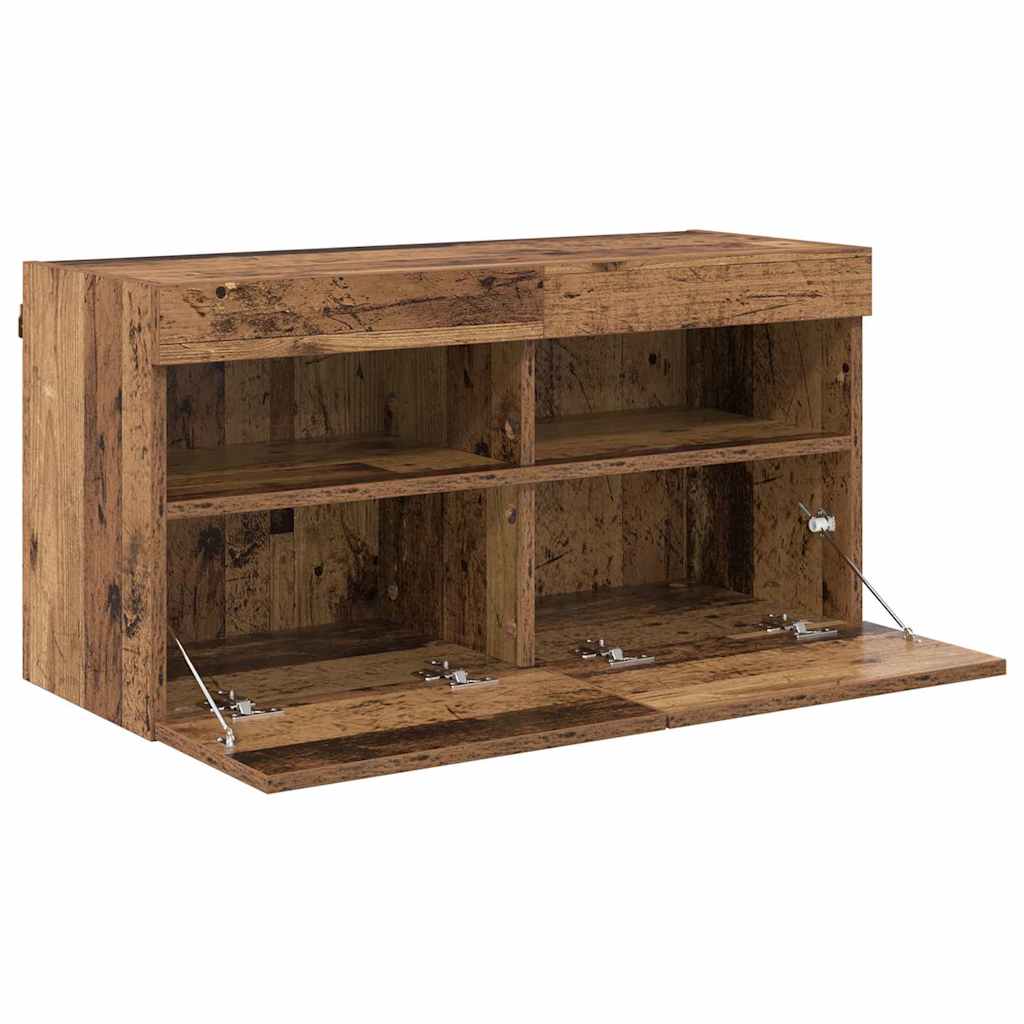 TV-Wandschrank mit LED Altholz 80 x 30 x 40 cm Holzwerkstoff