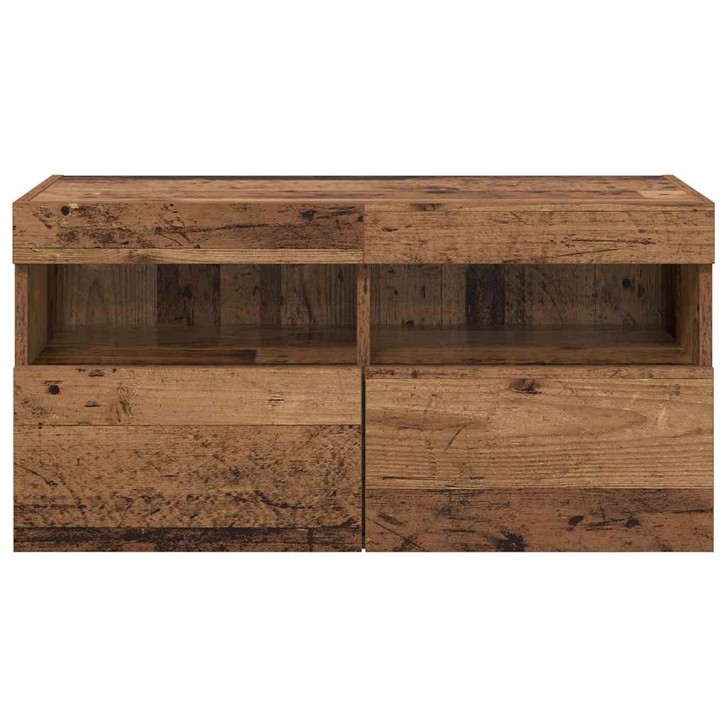 TV-Wandschrank mit LED Altholz 80 x 30 x 40 cm Holzwerkstoff