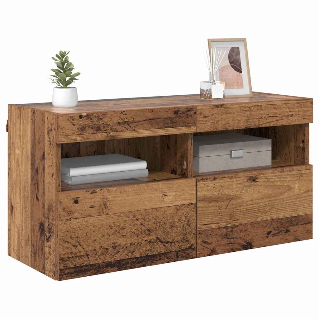 TV-Wandschrank mit LED Altholz 80 x 30 x 40 cm Holzwerkstoff