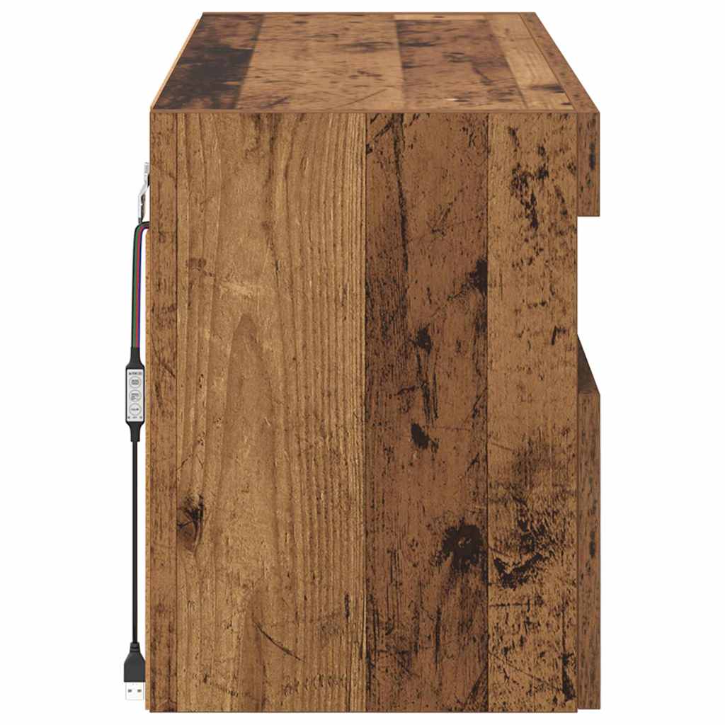 TV-Wandschrank mit LED Altholz 80 x 30 x 40 cm Holzwerkstoff