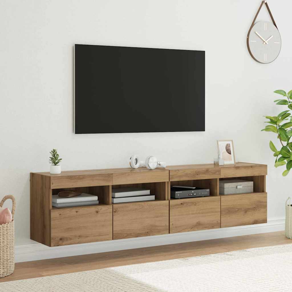 TV-Wandregale 2 pcs Artisan-Eiche 80 x 30 x 40 cm Holzwerkstoff