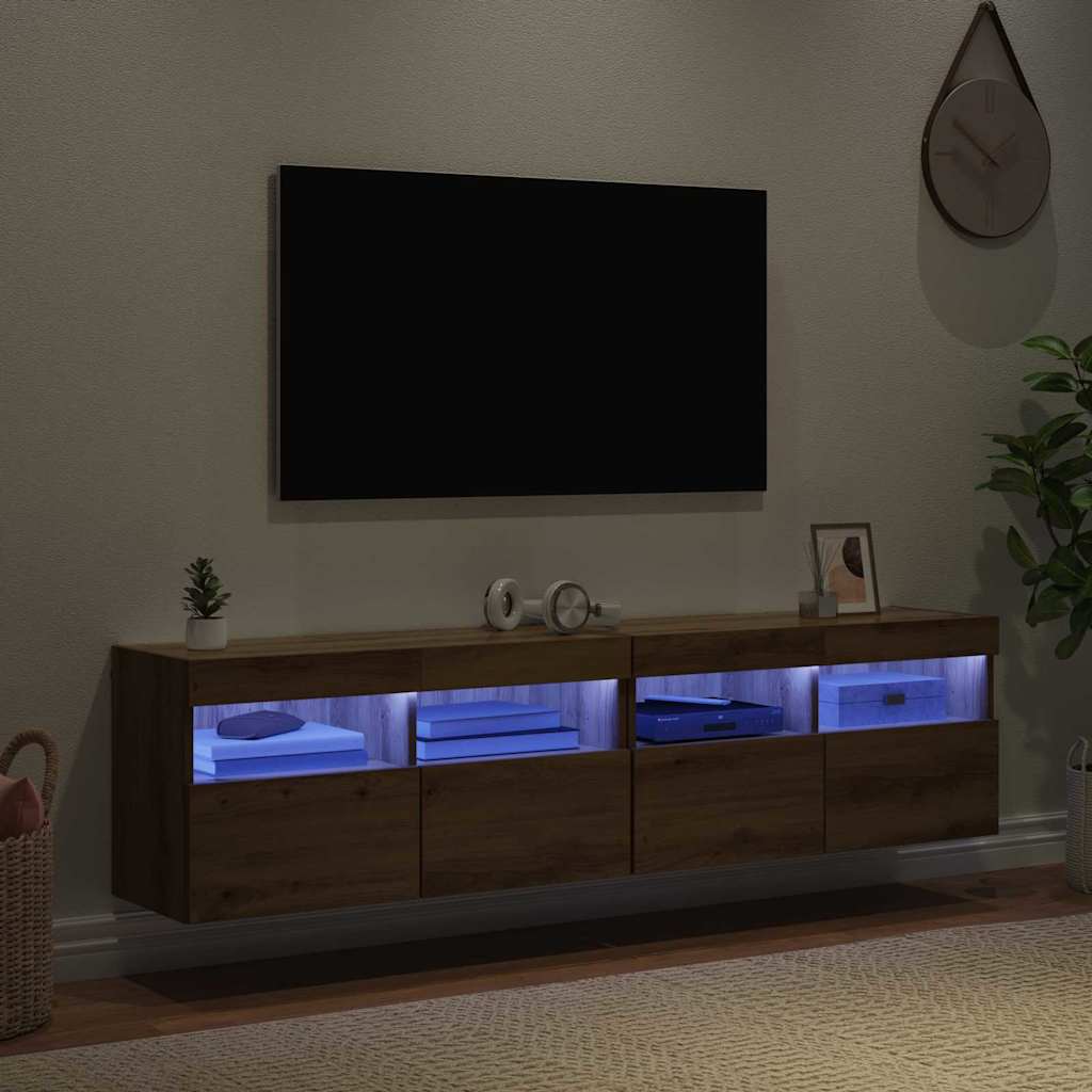 TV-Wandregale 2 pcs Artisan-Eiche 80 x 30 x 40 cm Holzwerkstoff