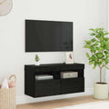 TV-Wandschrank mit LED Schwarz Eichen-Optik 80 x 30 x 40 cm