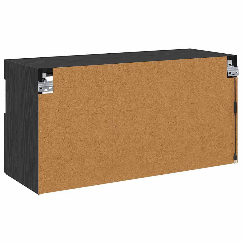 TV-Wandschrank mit LED Schwarz Eichen-Optik 80 x 30 x 40 cm