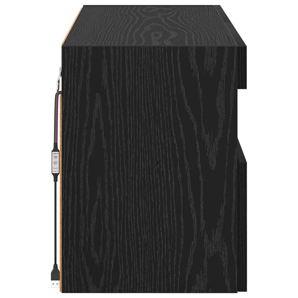 TV-Wandschrank mit LED Schwarz Eichen-Optik 80 x 30 x 40 cm