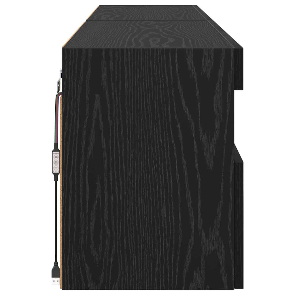 TV-Wandregale 2 pcs Schwarz Eichen-Optik 80 x 30 x 40 cm