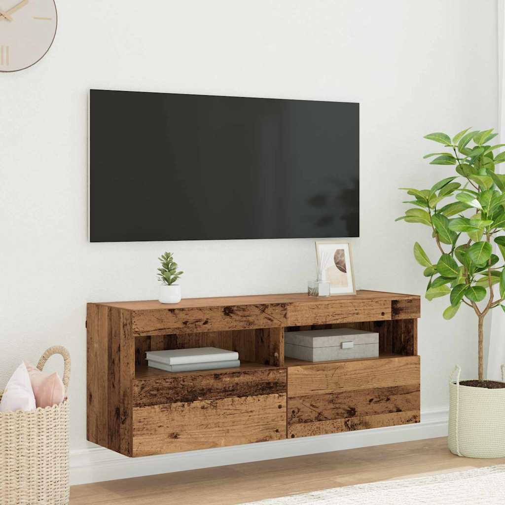 TV-Wandschrank mit LED Altholz 100 x 30 x 40 cm Holzwerkstoff