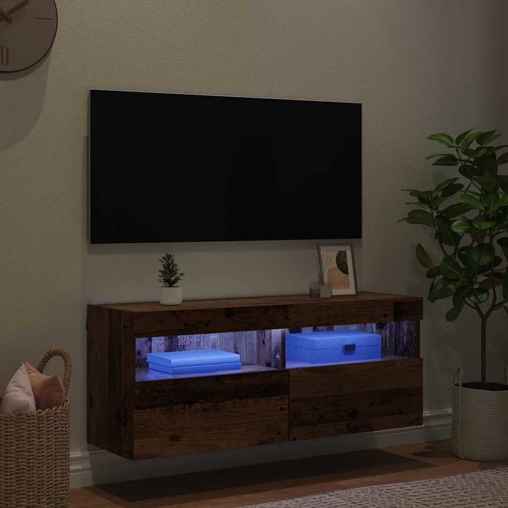 TV-Wandschrank mit LED Altholz 100 x 30 x 40 cm Holzwerkstoff