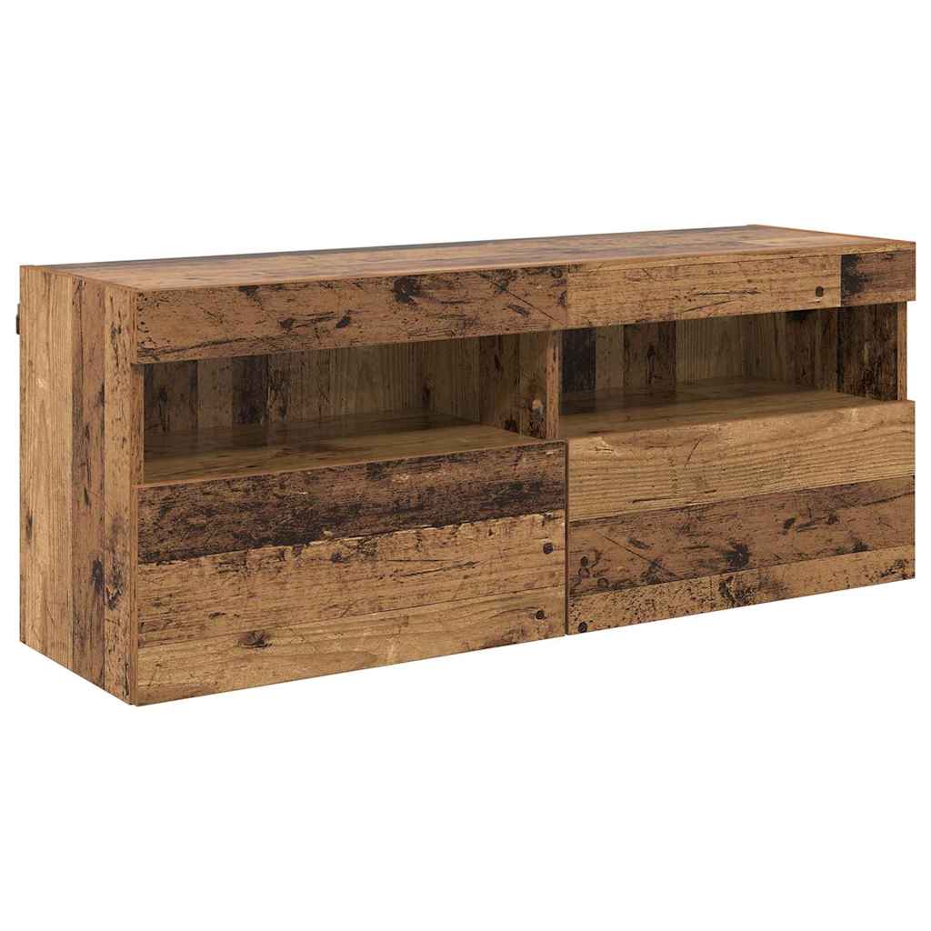 TV-Wandschrank mit LED Altholz 100 x 30 x 40 cm Holzwerkstoff