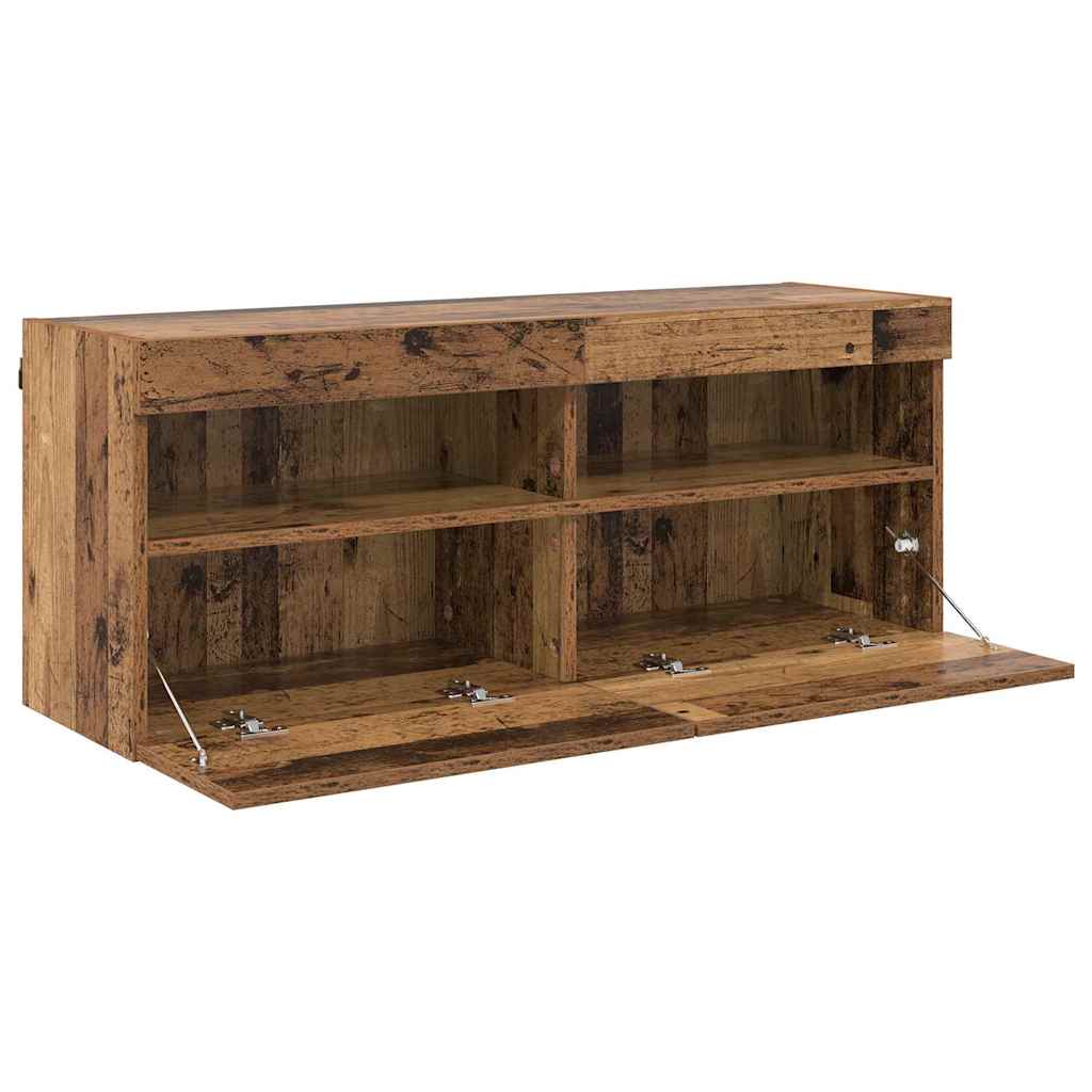 TV-Wandschrank mit LED Altholz 100 x 30 x 40 cm Holzwerkstoff