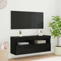 TV-Wandschrank mit LED Schwarz Eichen-Optik 100 x 30 x 40 cm