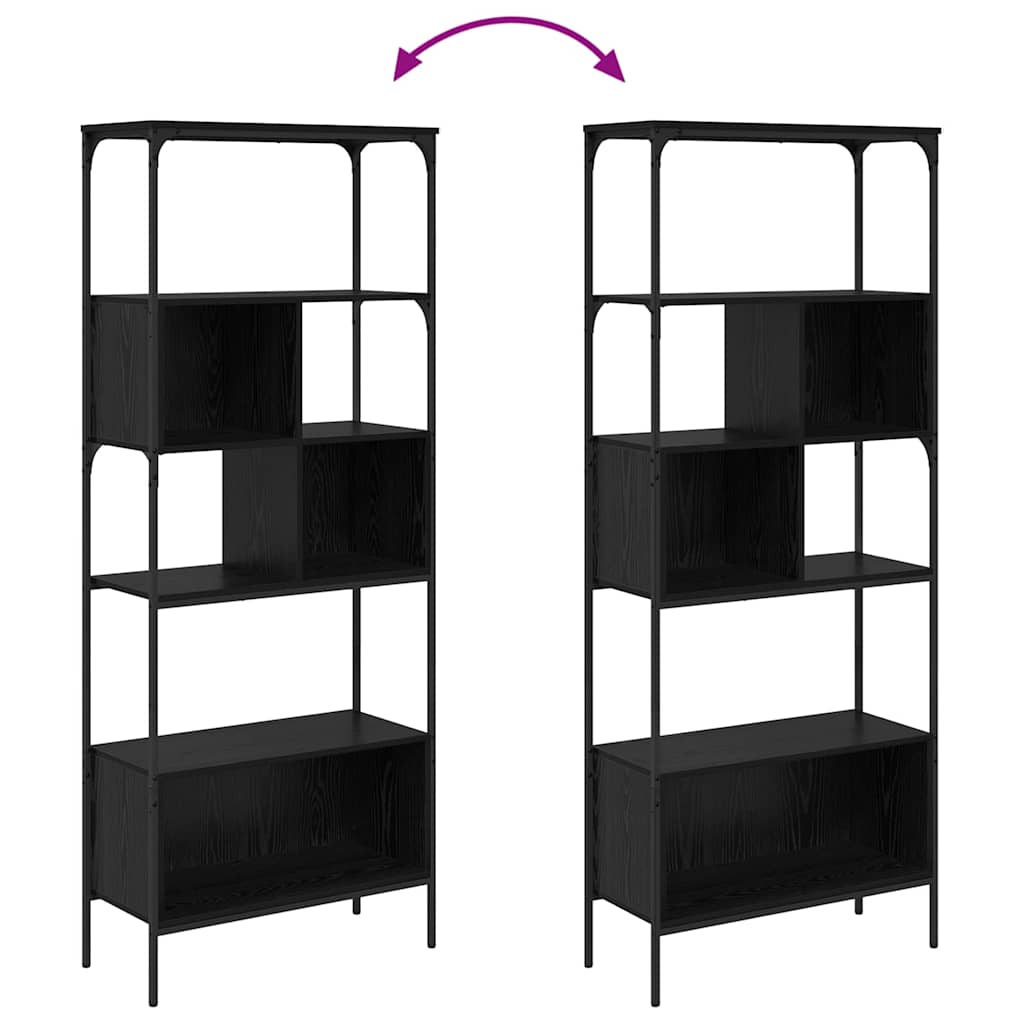 Bücherregal Schwarz Eichen-Optik 76 x 33 x 188,5 cm