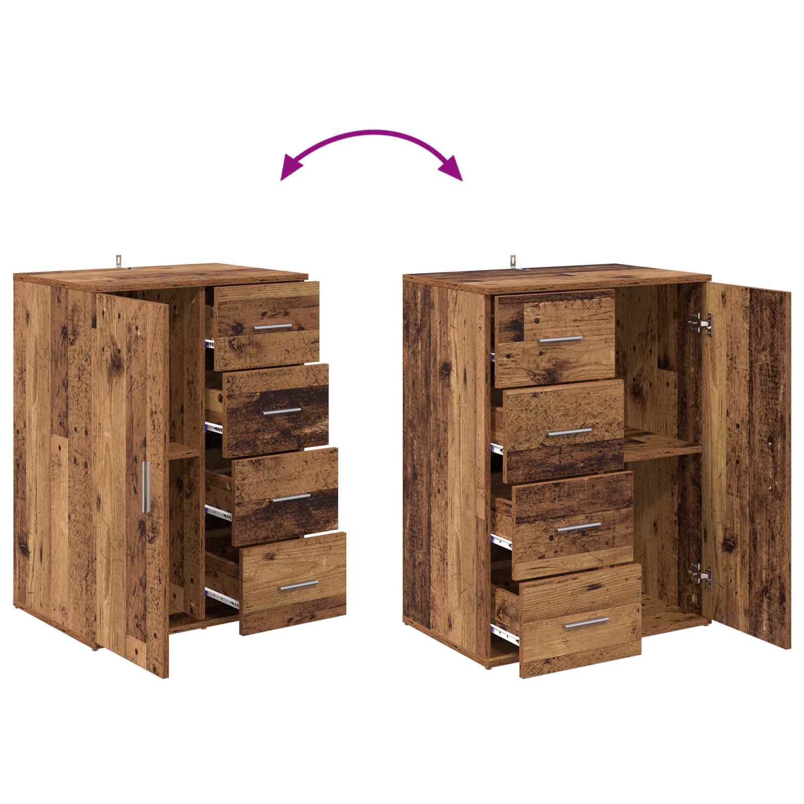 Sideboard mit Schubladen Altholz 59 x 39 x 80 cm Holzwerkstoff