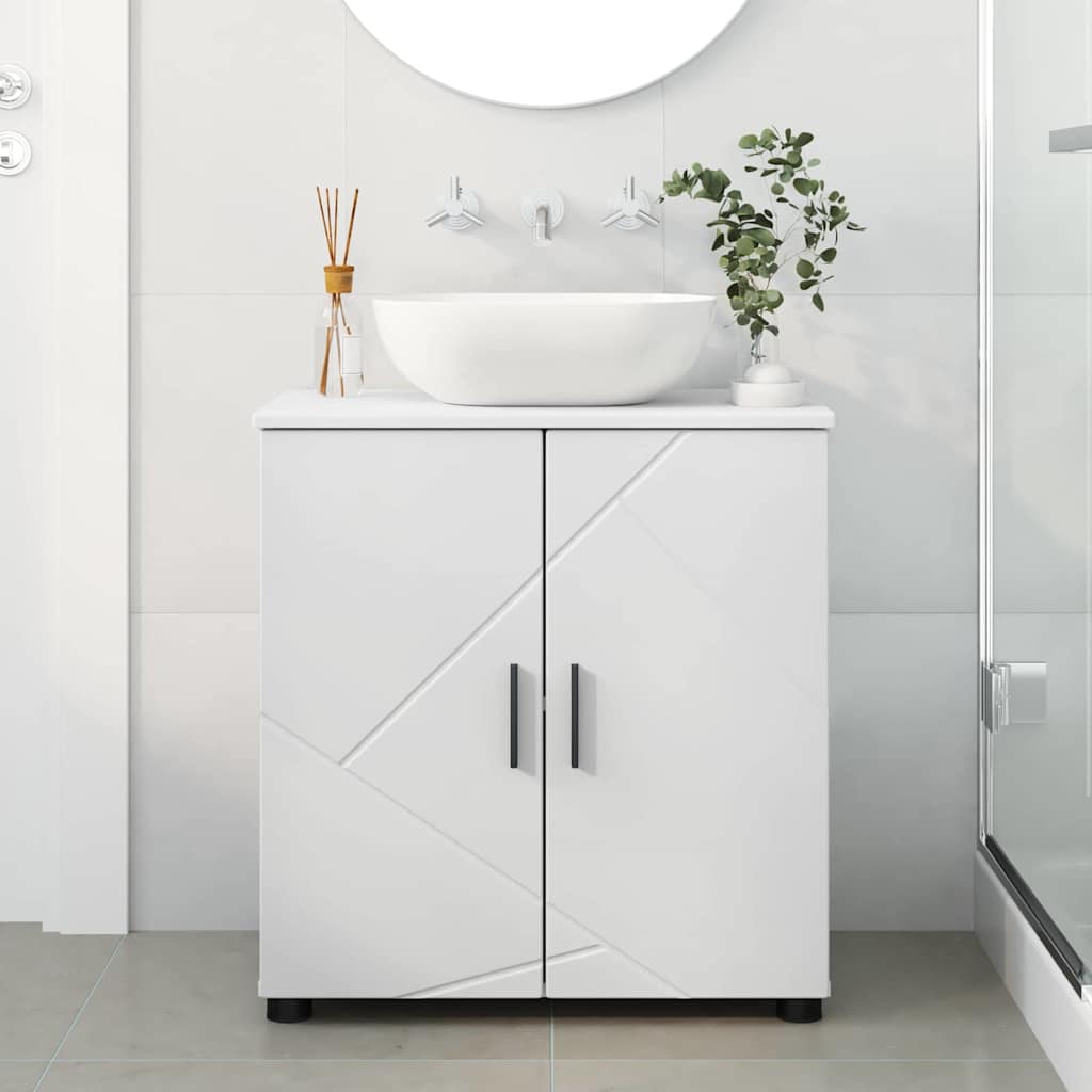 Badezimmerschrank Weiß 61 x 35 x 64 cm Holzwerkstoff & Metall