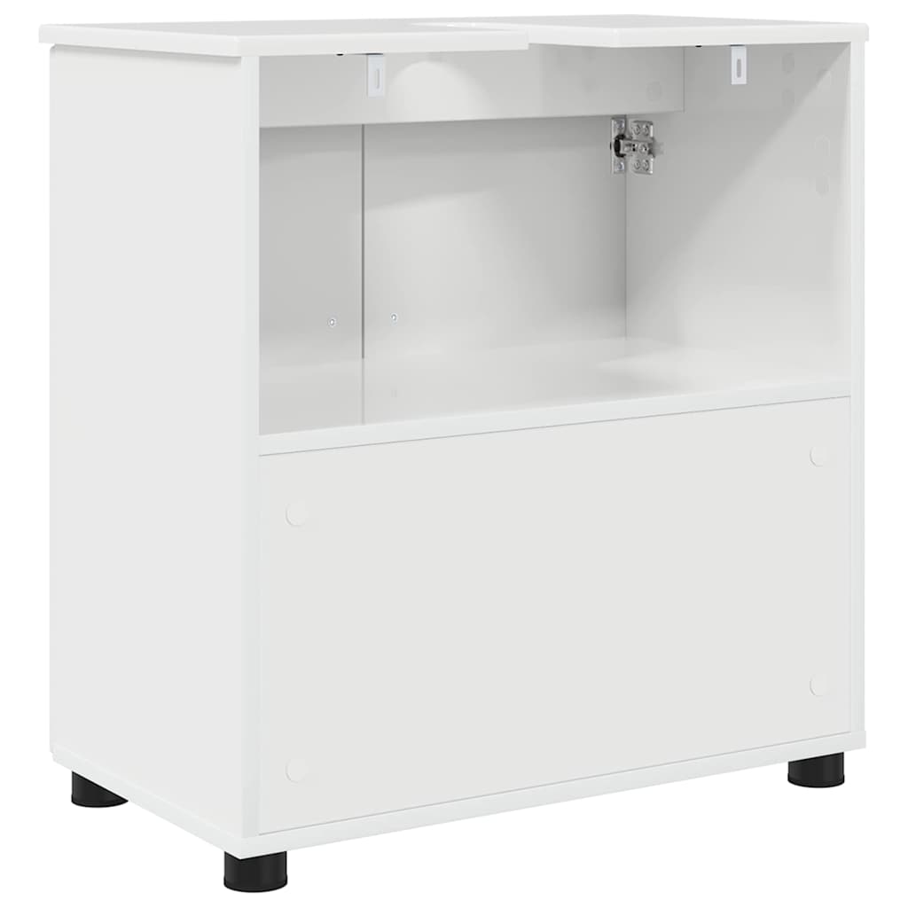 Badezimmerschrank mit Speicher Hochglanz Weiß 61 x 35 x 64 cm