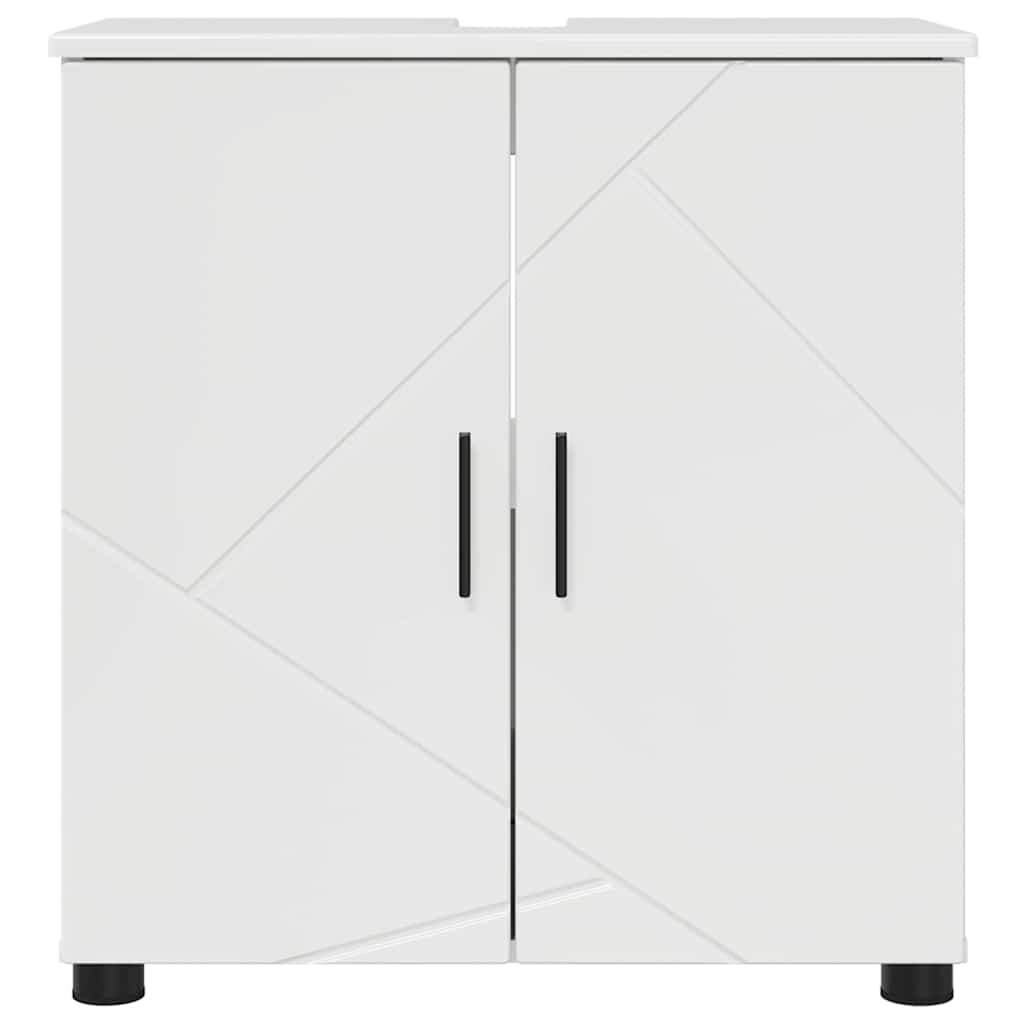 Badezimmerschrank mit Speicher Hochglanz Weiß 61 x 35 x 64 cm
