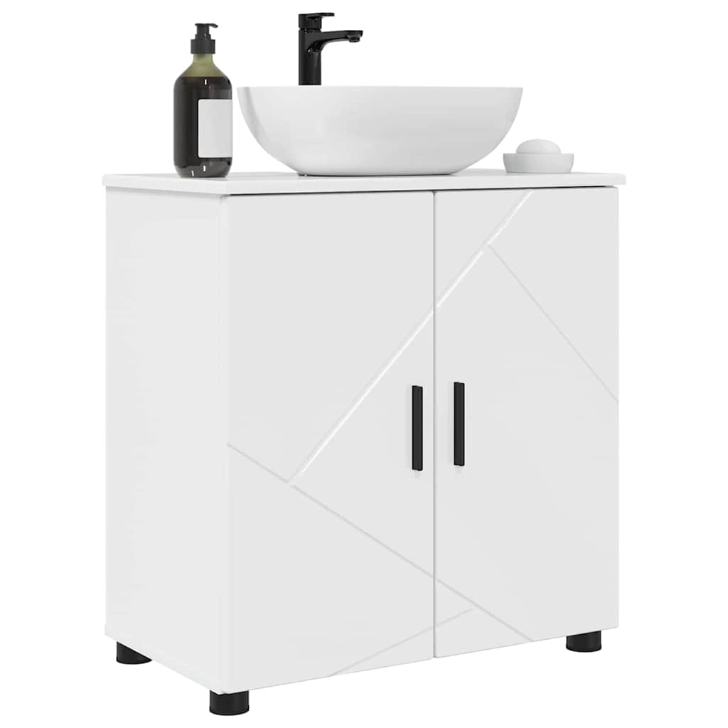 Badezimmerschrank mit Speicher Hochglanz Weiß 61 x 35 x 64 cm