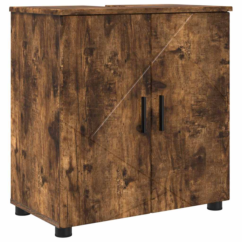 Badezimmerschrank mit Tür Geräucherte Eiche 61 x 35 x 64 cm