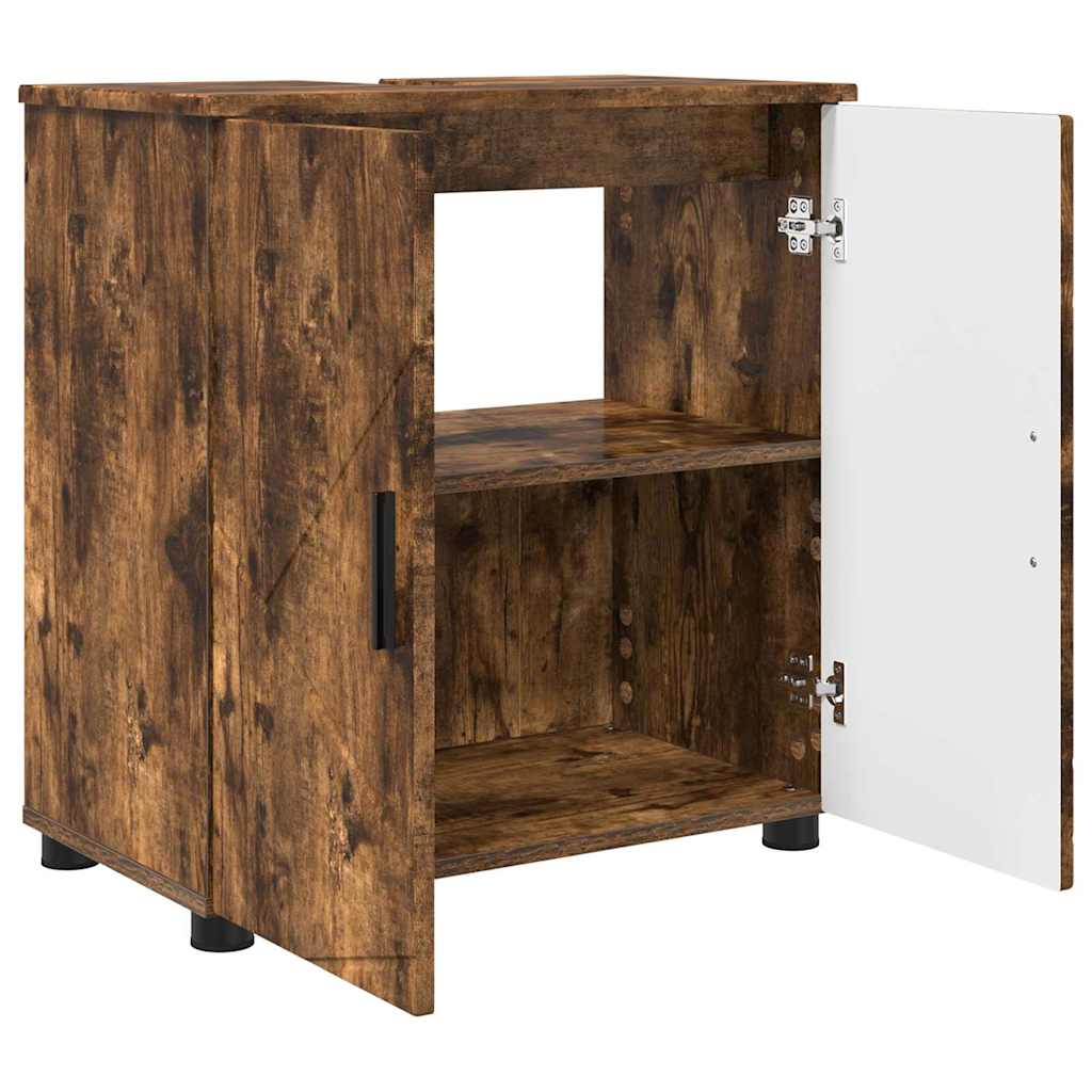 Badezimmerschrank mit Tür Geräucherte Eiche 61 x 35 x 64 cm