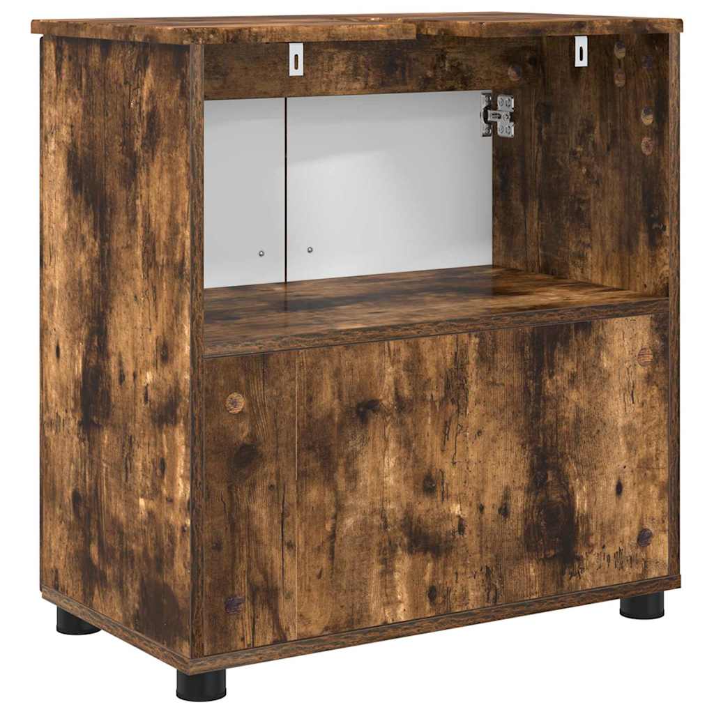 Badezimmerschrank mit Tür Geräucherte Eiche 61 x 35 x 64 cm