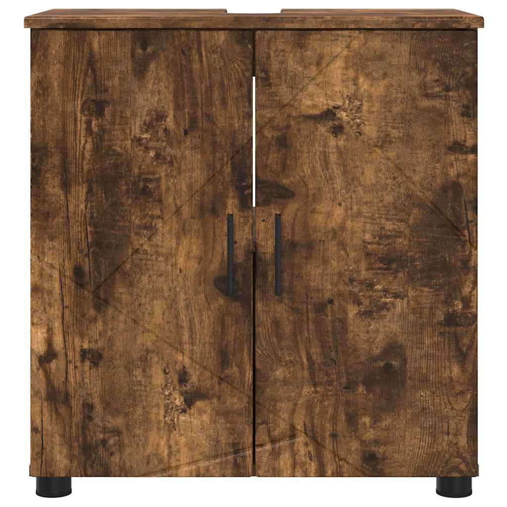 Badezimmerschrank mit Tür Geräucherte Eiche 61 x 35 x 64 cm