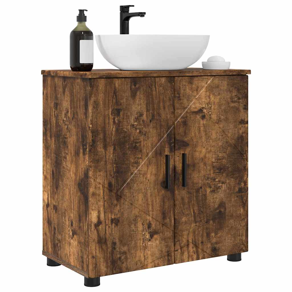 Badezimmerschrank mit Tür Geräucherte Eiche 61 x 35 x 64 cm