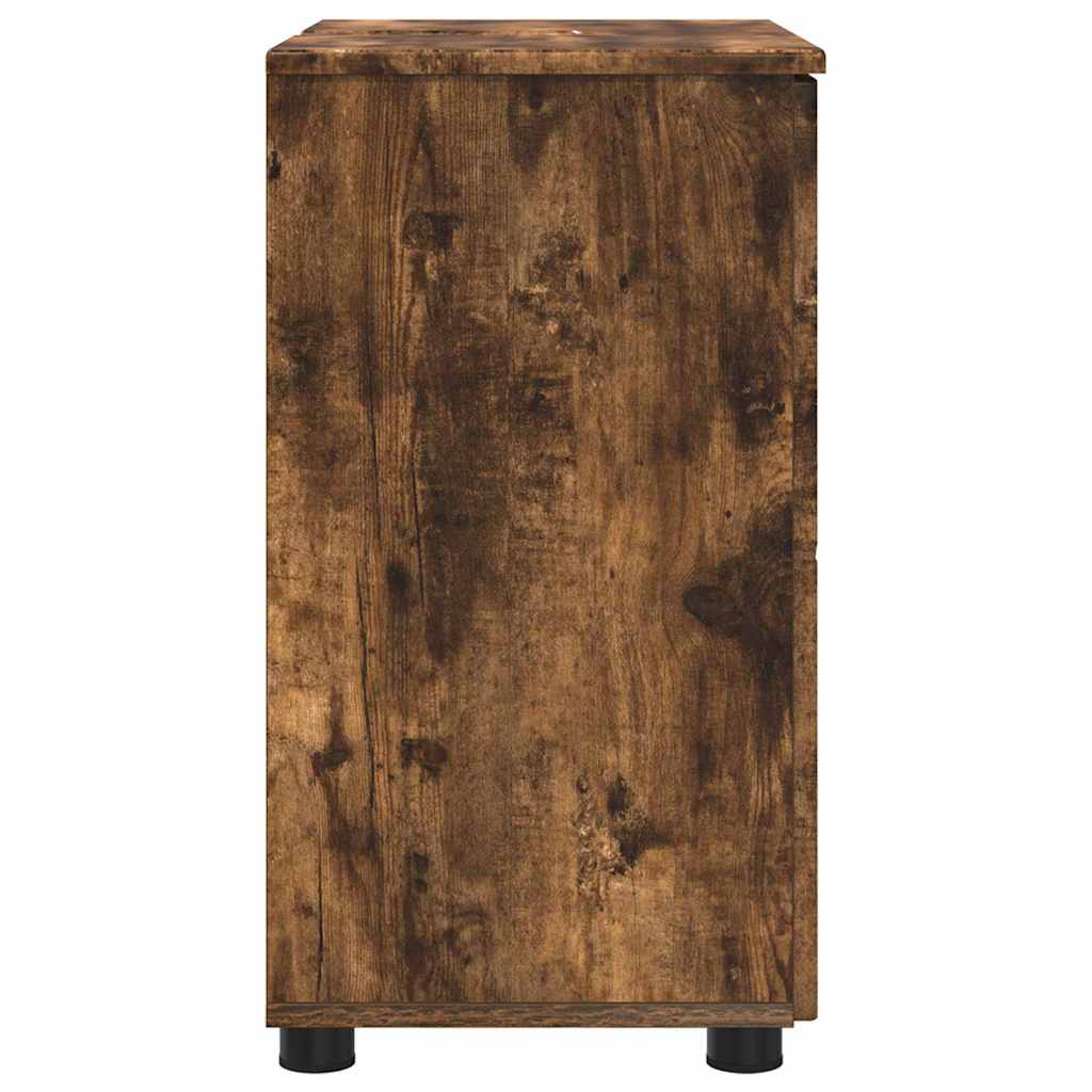 Badezimmerschrank mit Tür Geräucherte Eiche 61 x 35 x 64 cm