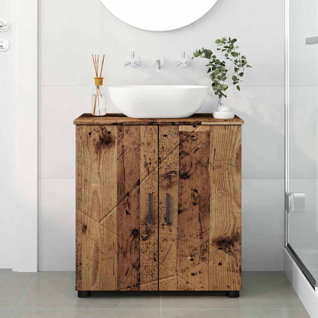 Badezimmerschrank mit Speicher mit Tür Altholz 61 x 35 x 64 cm
