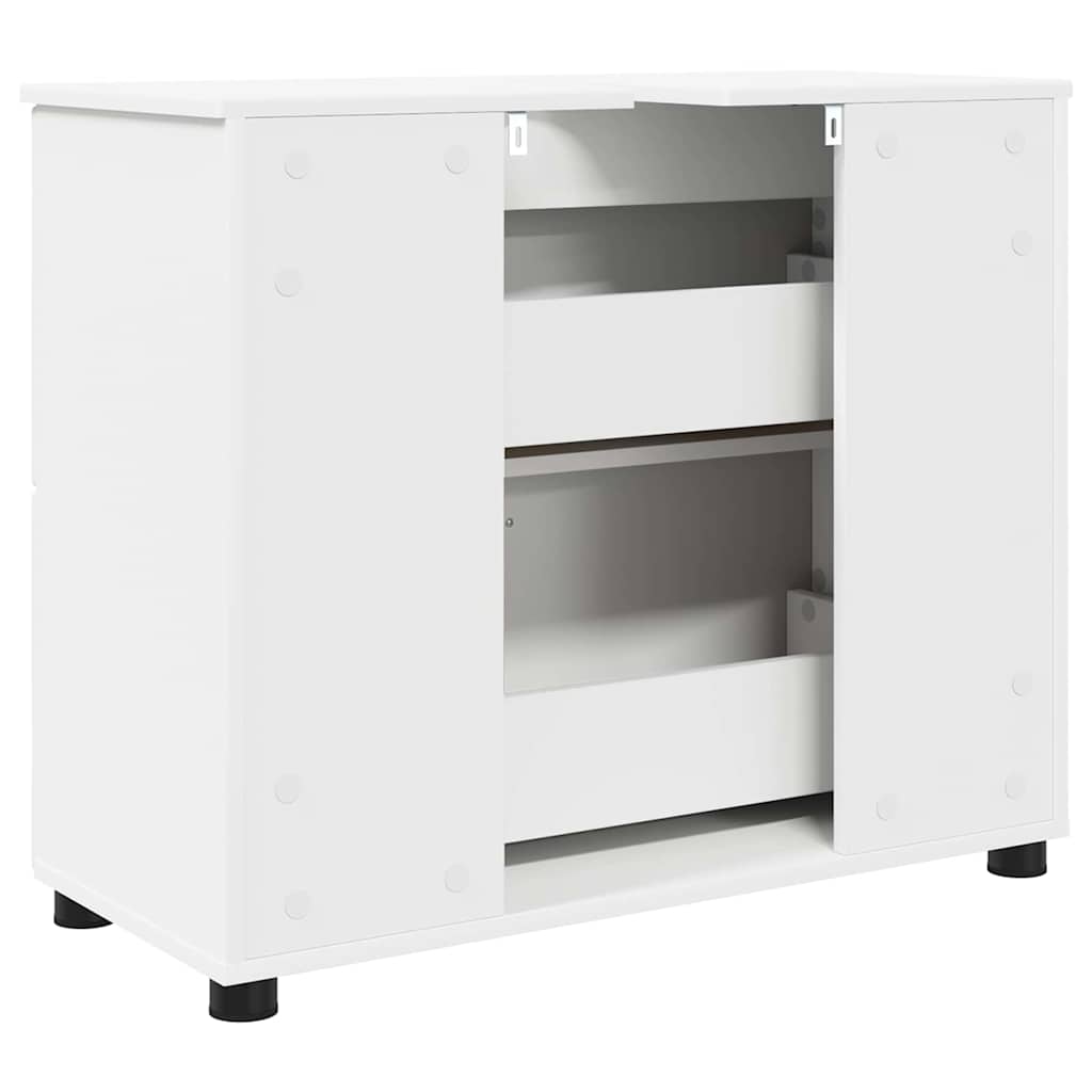 Badezimmerschrank Weiß 76,5 x 35 x 64 cm Holzwerkstoff & Metall