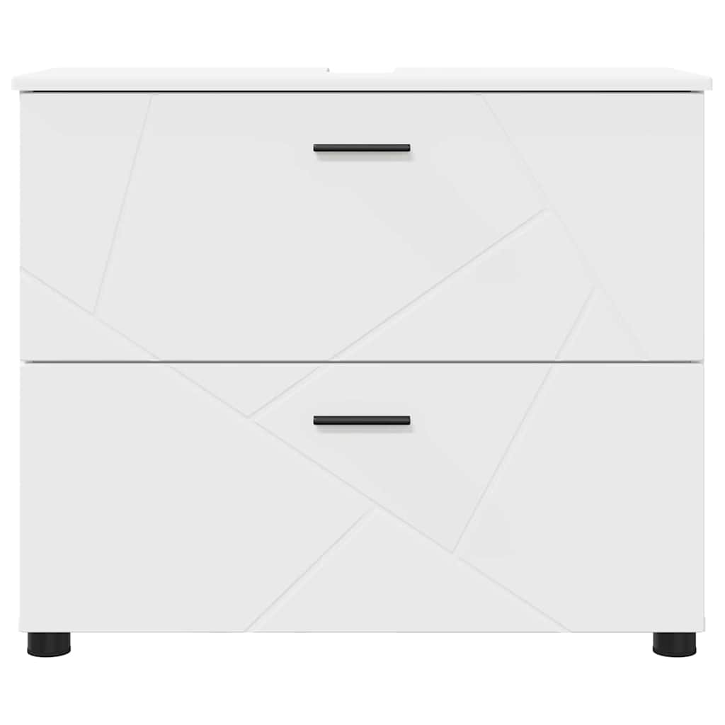 Badezimmerschrank Weiß 76,5 x 35 x 64 cm Holzwerkstoff & Metall