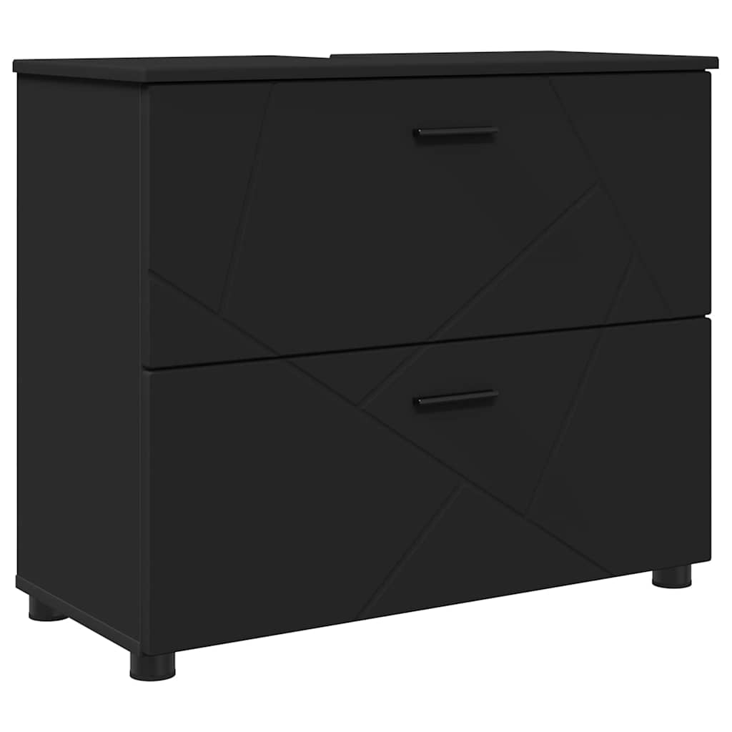 Badezimmerschrank mit Schubladen Schwarz 76,5 x 35 x 64 cm