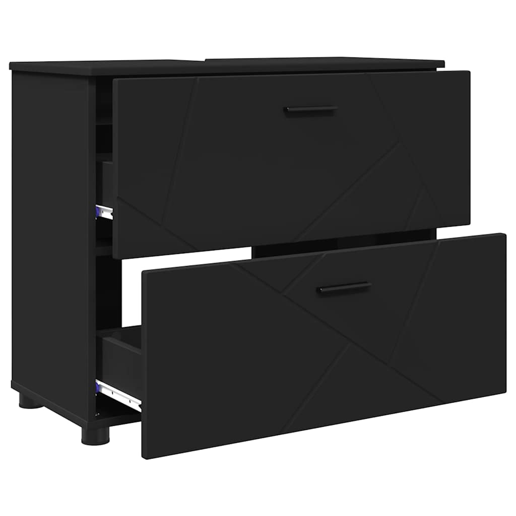 Badezimmerschrank mit Schubladen Schwarz 76,5 x 35 x 64 cm