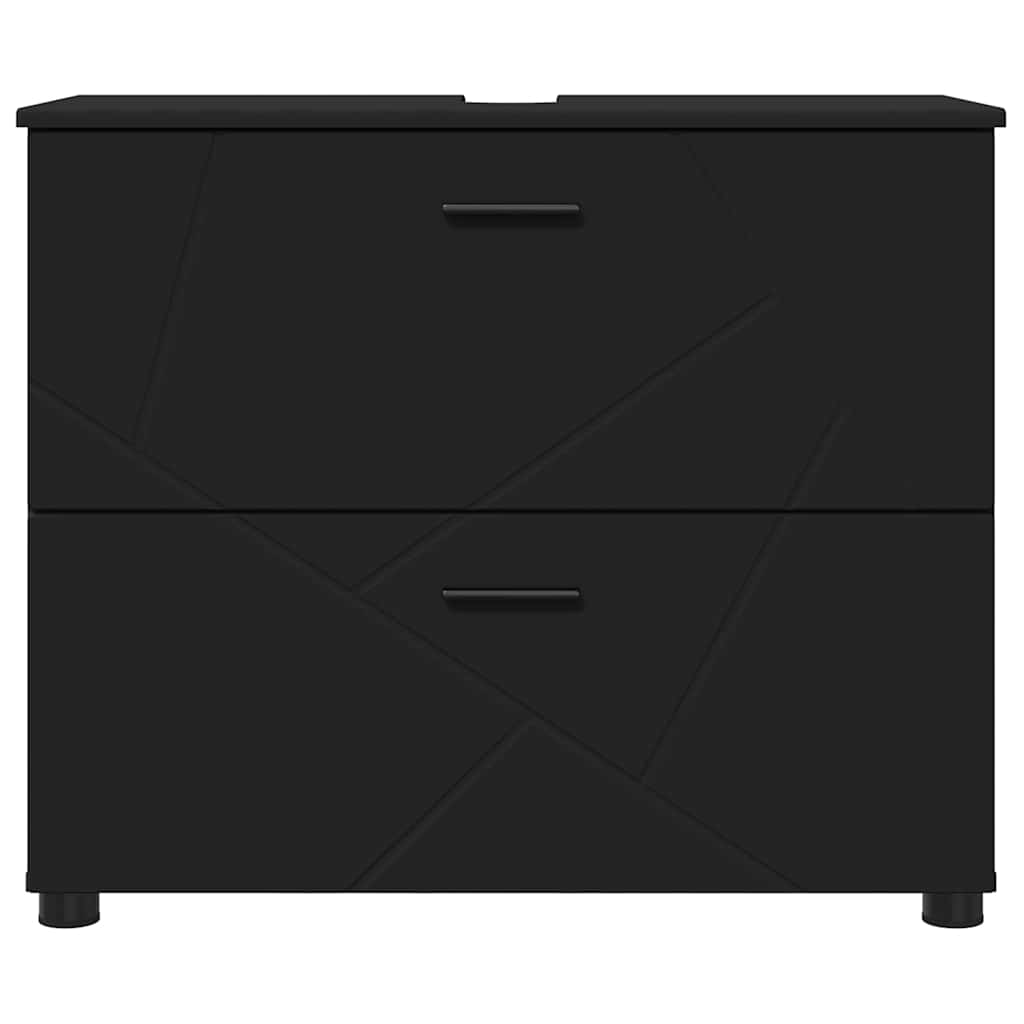 Badezimmerschrank mit Schubladen Schwarz 76,5 x 35 x 64 cm