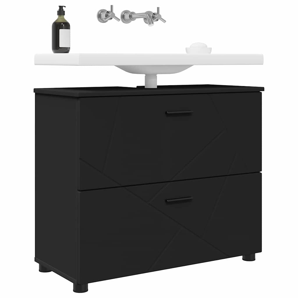 Badezimmerschrank mit Schubladen Schwarz 76,5 x 35 x 64 cm