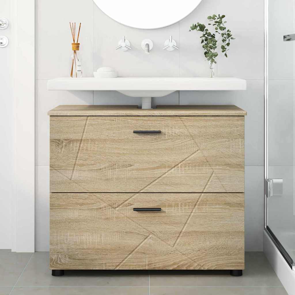Badezimmerschrank mit Schubladen Sonoma-Eiche 76,5 x 35 x 64 cm