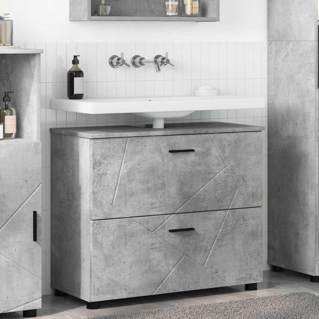 Badezimmerschrank mit Schubladen Beton Grau 76,5 x 35 x 64 cm